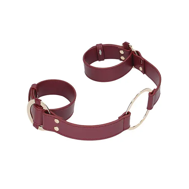 Shots Ouch Halo Handcuff w/Connector, Burgundy