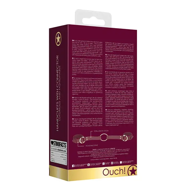 Shots Ouch Halo Handcuff w/Connector, Burgundy
