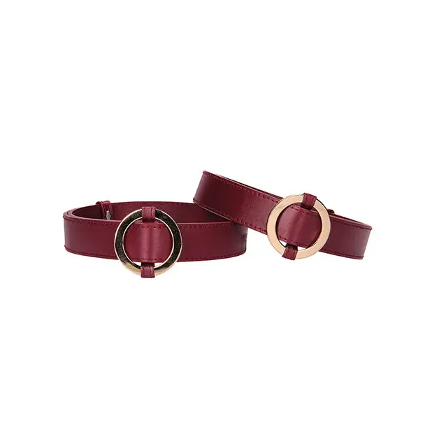 Shots Ouch Halo Thigh Cuffs, Burgundy