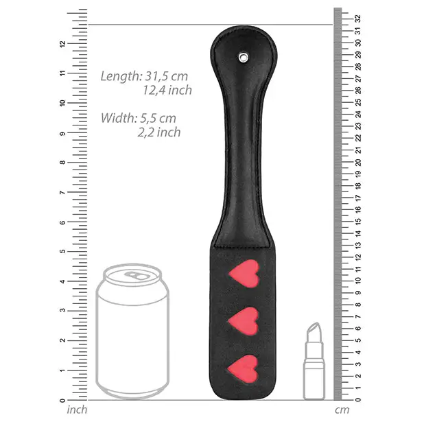 Shots Ouch Hearts Paddle, Black