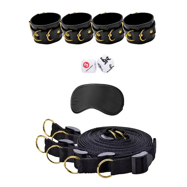 Shots Ouch Limited Edition Gold Bed Bindings Restraint System