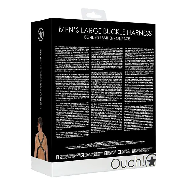 Shots Ouch Men's Large Buckle Harness, Black