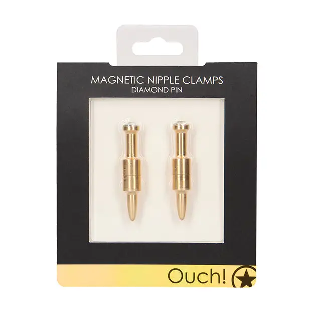Shots Ouch Pin Magnetic Nipple Clamps, Gold