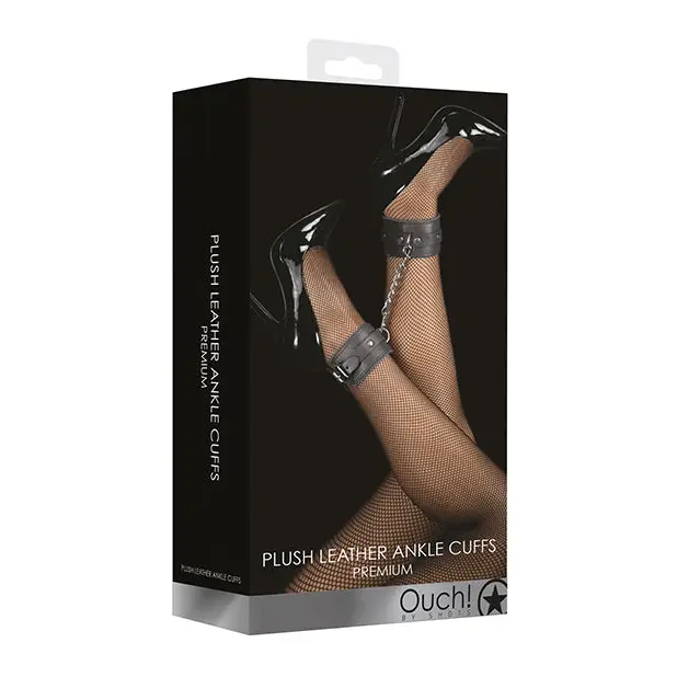 Shots Ouch Plush Leather Ankle Cuffs, Black