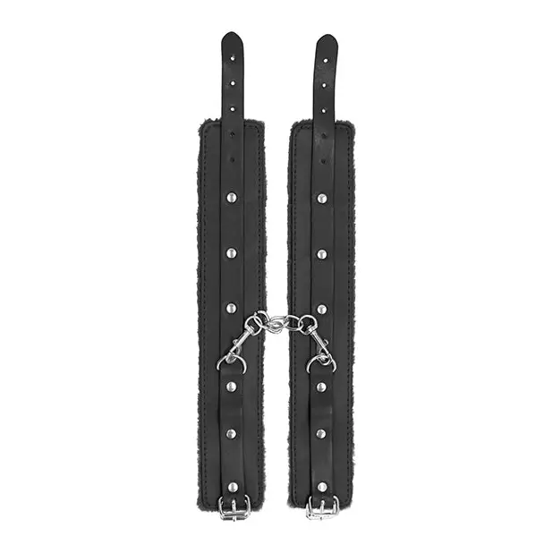 Shots Ouch Plush Leather Ankle Cuffs, Black