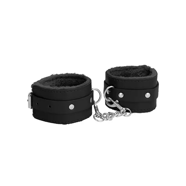 Shots Ouch Plush Leather Ankle Cuffs, Black