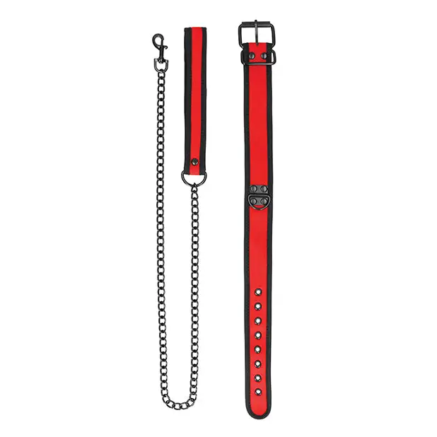 Shots Ouch Puppy Play Puppy Collar w/Leash, Red