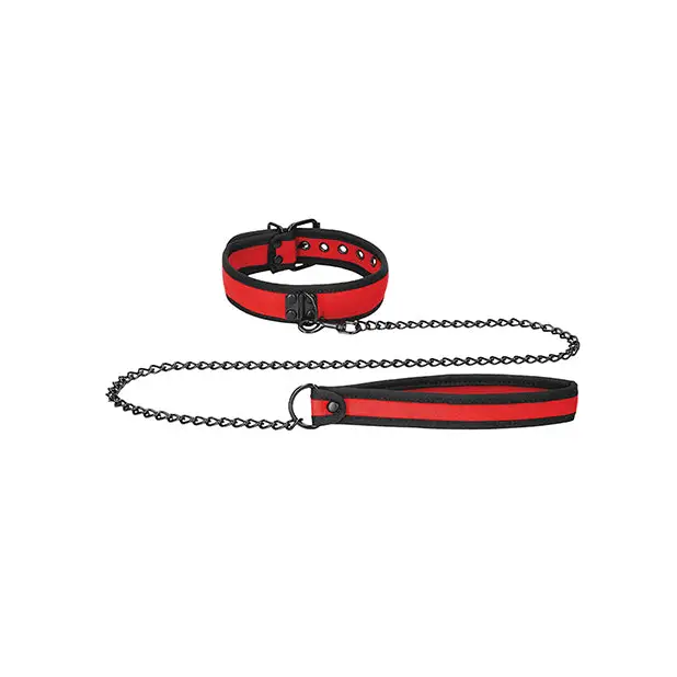Shots Ouch Puppy Play Puppy Collar w/Leash, Red