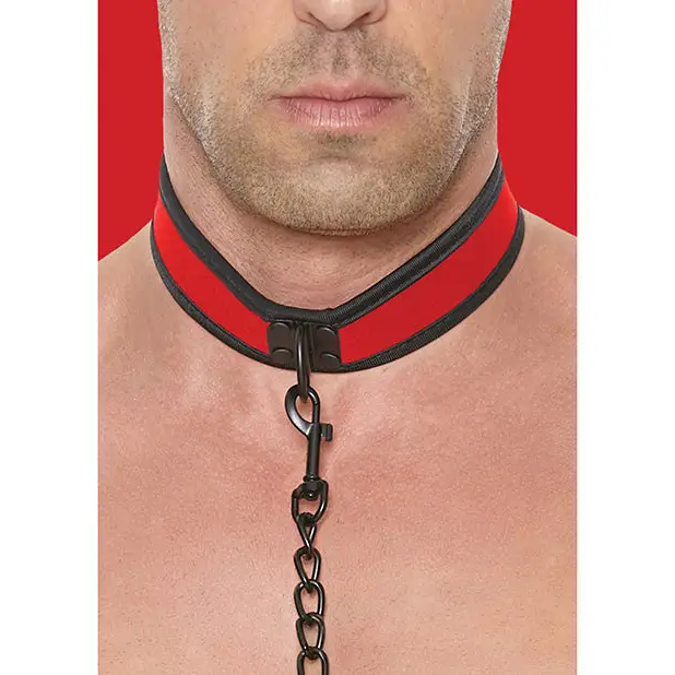 Shots Ouch Puppy Play Puppy Collar w/Leash, Red