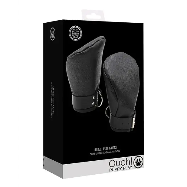 Shots Ouch Puppy Play Lined Fist Mitts, Black