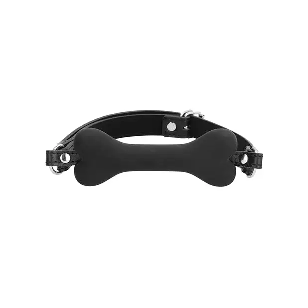 Shots Ouch Puppy Play Silicone Bone Gag, Black