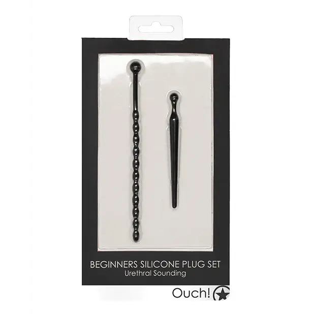 Shots Ouch Urethral Sounding Beginners Silicone Plug Set, Black