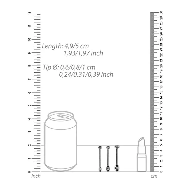 Shots Ouch Urethral Sounding Metal Plug Set, 49/50mm