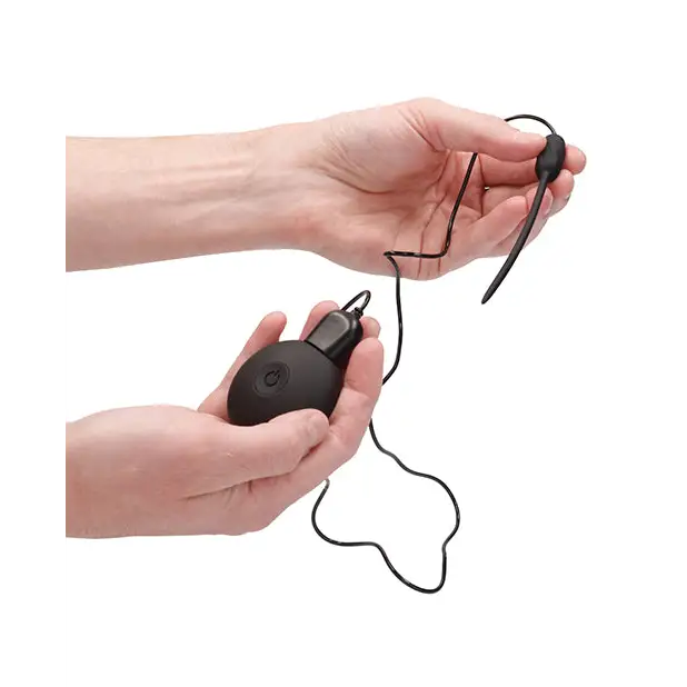 Shots Ouch Urethral Sounding Silicone Rechargeable & Remote Controlled Vibrating Plug, Black
