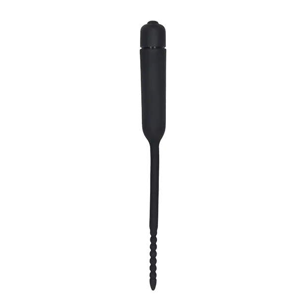 Shots Ouch Urethral Sounding Silicone Vibrating Bullet Plug w/Beaded Tip, Black