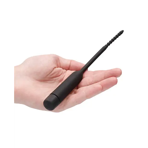 Shots Ouch Urethral Sounding Silicone Vibrating Bullet Plug w/Beaded Tip, Black
