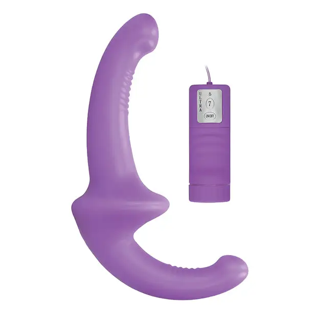 Shots Ouch Vibrating Silicone Strapless Strap On w/Controller, Purple