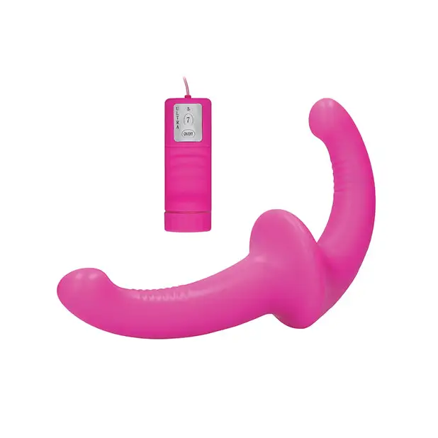 Shots Ouch Vibrating Silicone Strapless Strap On w/Controller, Pink