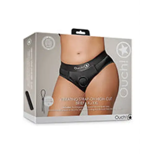 Shots Ouch Vibrating Strap On High-Cut Brief, Black XL/XXL