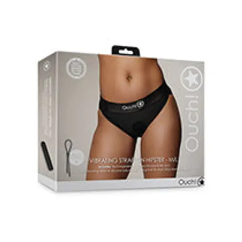 Shots Ouch Vibrating Strap On Hipster, Black M/L