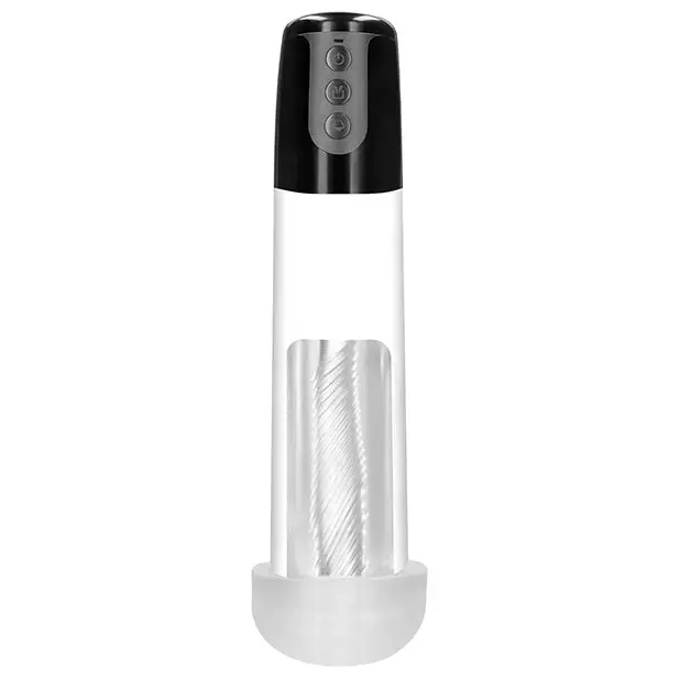 Shots Pumped Automatic Cyber Pump Masturbation Sleeve w/Free Silicone Cock Ring, Clear