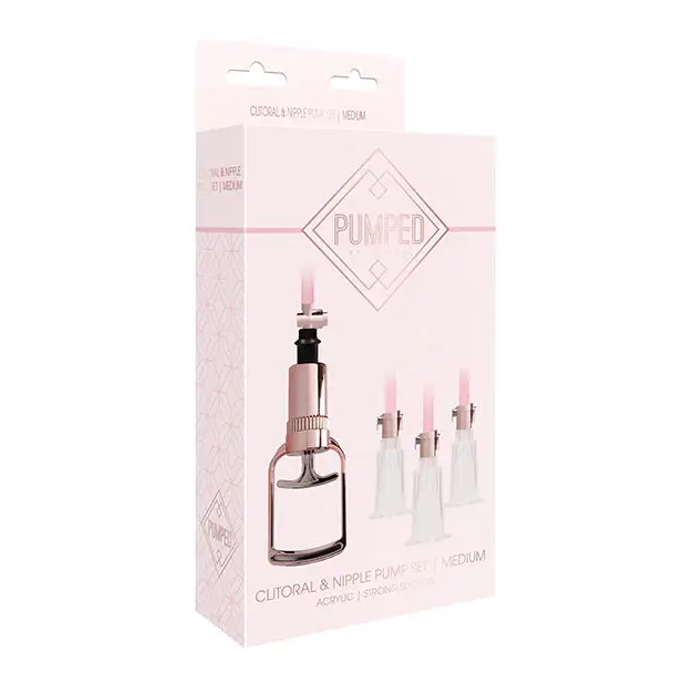 Shots Pumped Clitoral & Nipple Pump Set, Medium Rose Gold