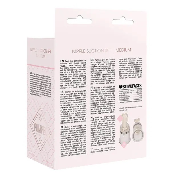 Shots Pumped Nipple Suction Set, Medium Clear