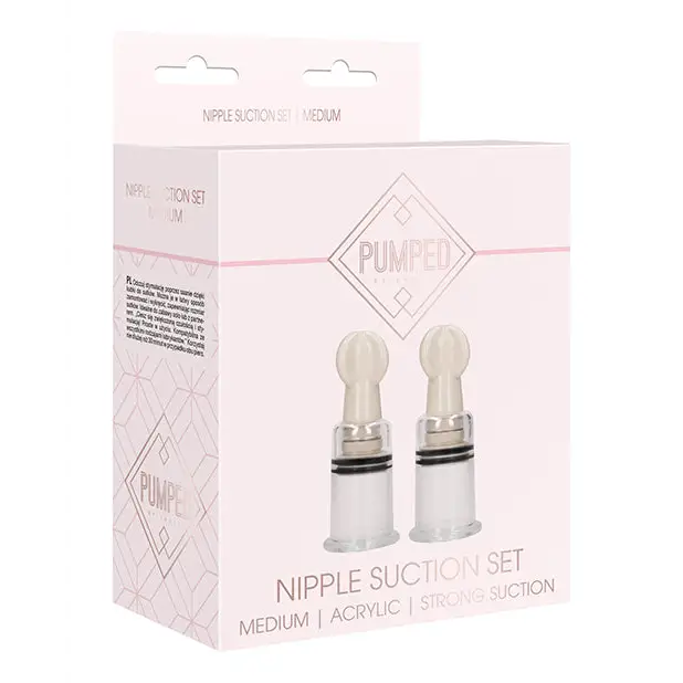 Shots Pumped Nipple Suction Set, Medium Clear