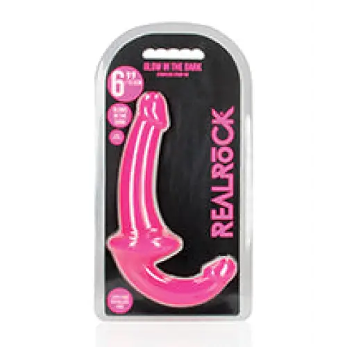 Shots RealRock 6" Strapless Strap On Glow in the Dark, Neon Pink