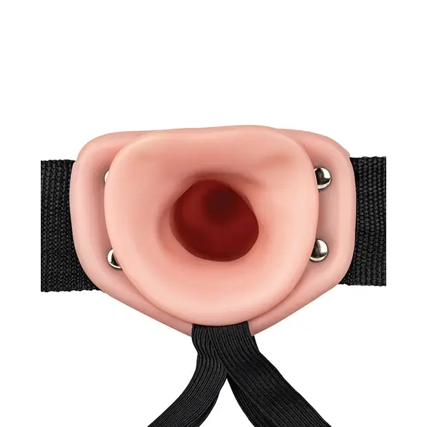 Shots RealRock 8" Vibrating Hollow Strap On W/O Balls, Flesh