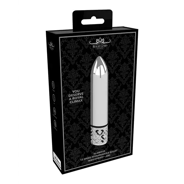 Shots Royal Gem Glamour Rechargeable Bullet, Silver