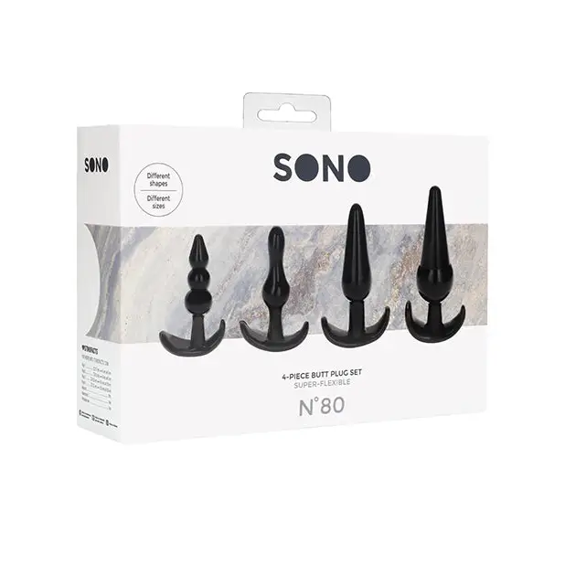Shots Sono No. 8 Butt Plug, Black Set of 4