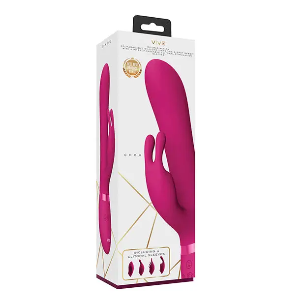 Shots Vive Chou G-Spot Rabbit w/Interchangeable Clitoral Attachments, Pink