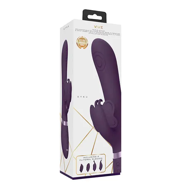 Shots Vive Etsu Pulse G-Spot Rabbit w/Interchangeable Clitoral Attachments, Purple