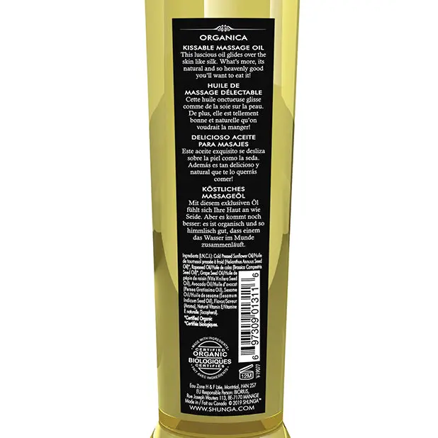 Shunga Organic Kissable Massage Oil, 8 oz Exotic Green Tea