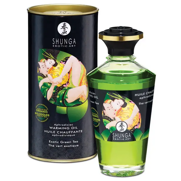 Shunga Organica Warming Oil, 3.5 oz Green Tea