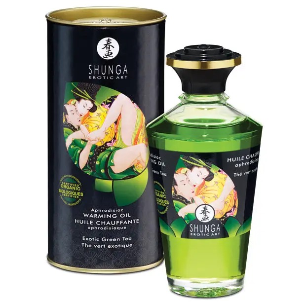 Shunga Organica Warming Oil, 3.5 oz Green Tea