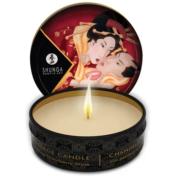 Shunga Romance Mini Candlelight Massage Candle, 1 oz Sparkling Strawberry Wine