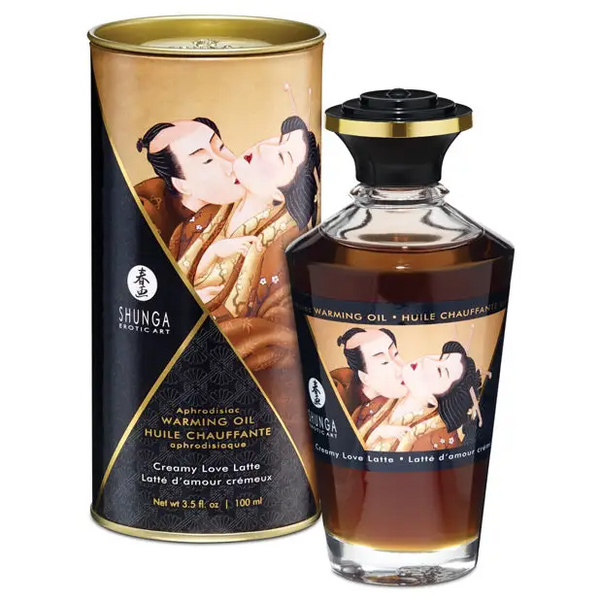 Shunga Warming Oil, 3.5 oz Creamy Love Latte