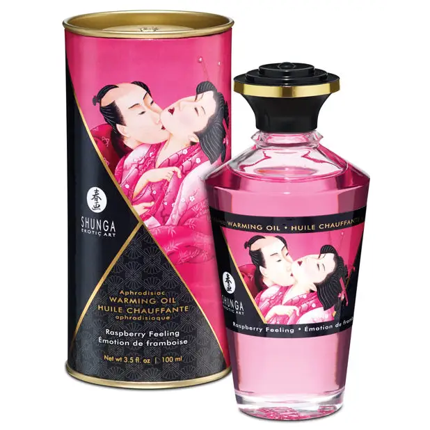 Shunga Warming Oil, 3.5 oz Raspberry Feeling