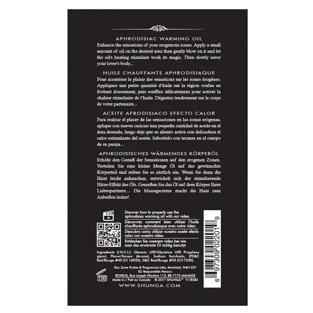 Shunga Warming Oil, 3.5 oz Raspberry Feeling