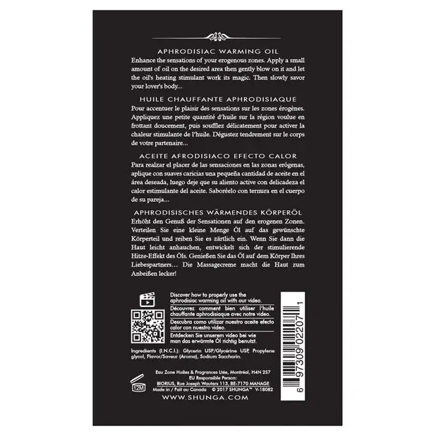 Shunga Warming Oil, 3.5 oz Vanilla Fetish