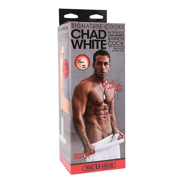 Signature Cocks ULTRASKYN 8.5" Cock w/Removable Vac-U-Lock Suction Cup, Chad White