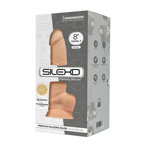 SilexD Model 3 8" Silexpan Memory Silicone Dildo, Ivory