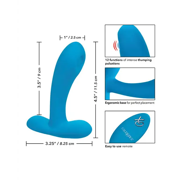 Silicone Pulsing Pleaser w/Remote, Blue