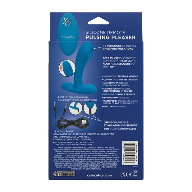 Silicone Pulsing Pleaser w/Remote, Blue