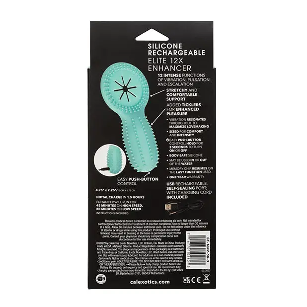 Silicone Rechargeable Elite 12X Enhancer, Blue
