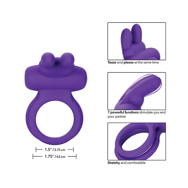 Silicone Rechargeable Rockin’ Rabbit Enhancer - Purple - Penis Enhancement