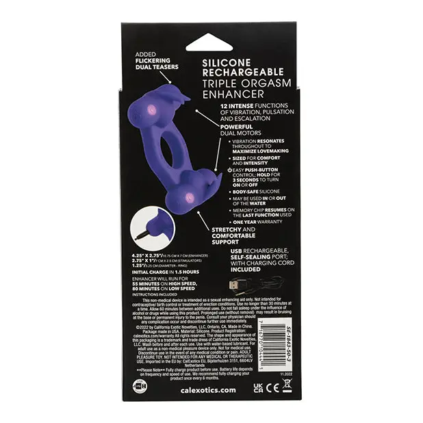 Silicone Rechargeable Triple Orgasm Enhancer