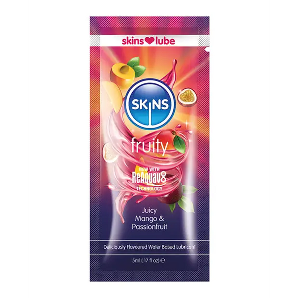 Skins Water Based Lubricant - 5 ml Foil Mango & Passionfruit - Lubricants